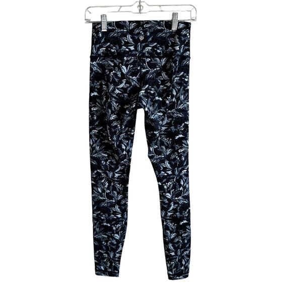 Lululemon Wunder Under Hi-Rise Navy Floral Leggings 6 - Picture 2 of 8